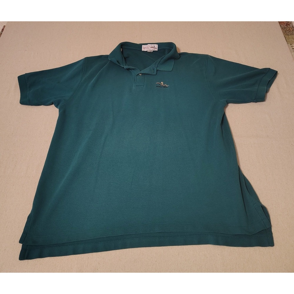 Vintage Pebble Beach Golf IZOD CLUB Polo Shirt Mens XXL Teal Green Cotton RR